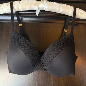 Incredible by Victoria's Secret Bra 406526 KNB 32C Black Push Up Plunge
